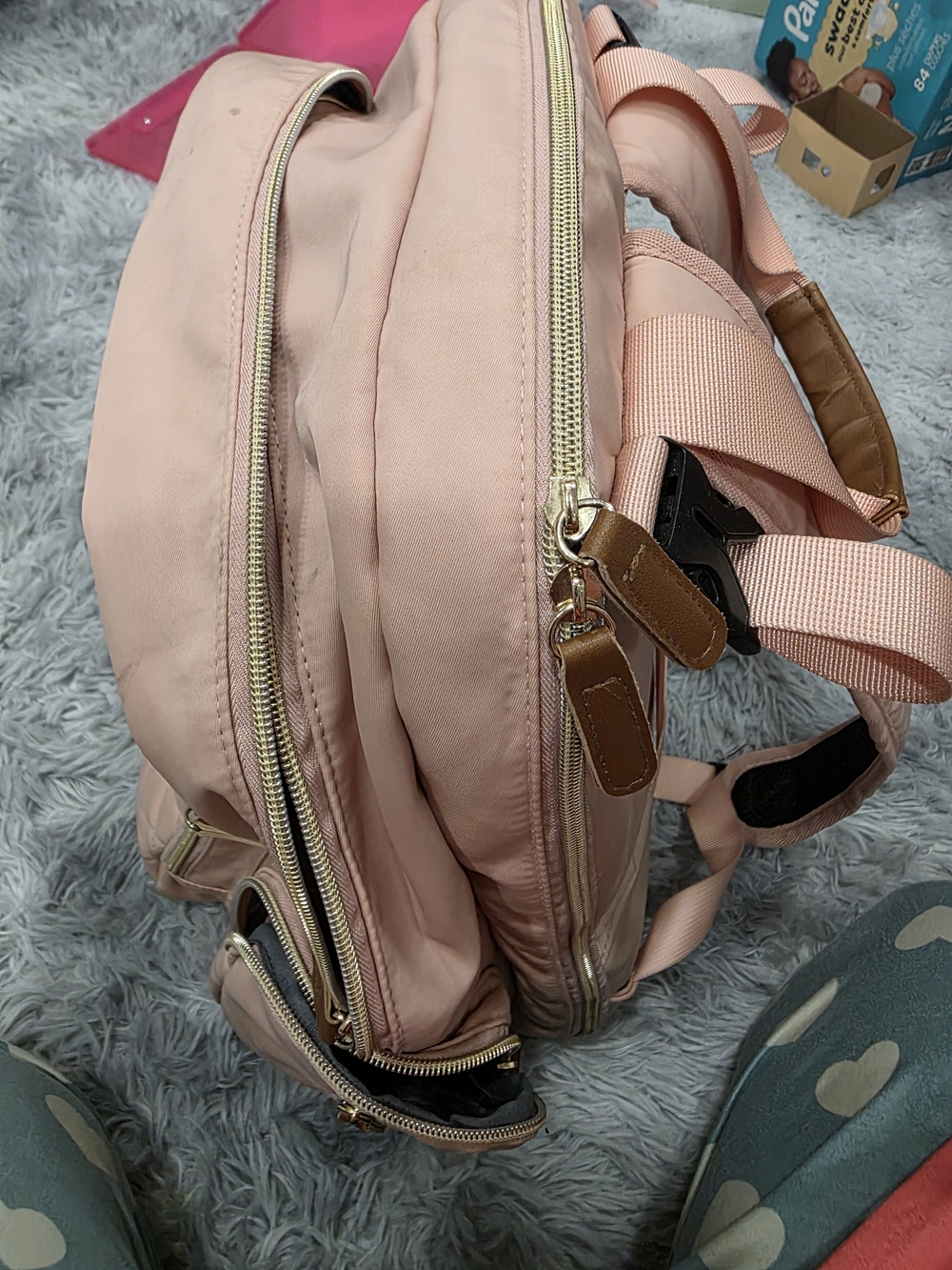 Pink Quilted Diaper Backpack - Picture 3 of 3